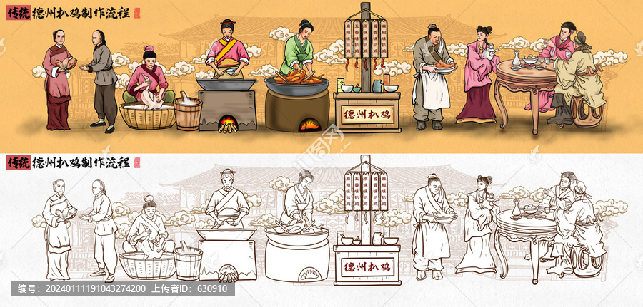 德州扒雞插畫