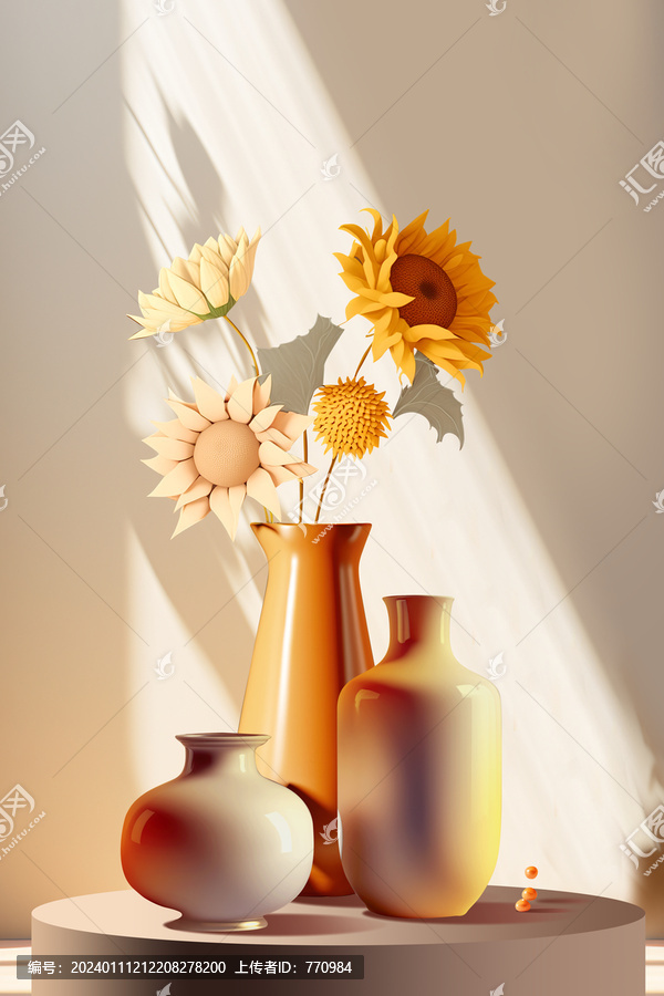 簡(jiǎn)歐現(xiàn)代花卉抽象向日葵裝飾畫