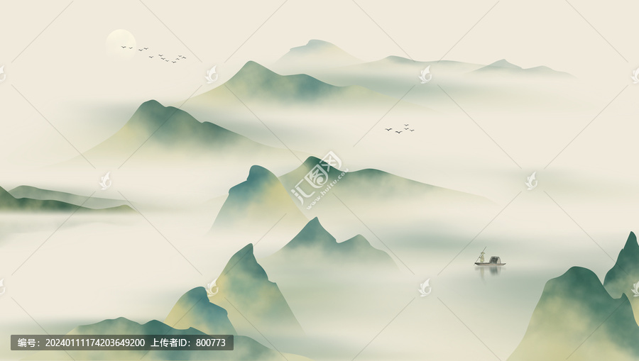 青綠簡(jiǎn)約山水