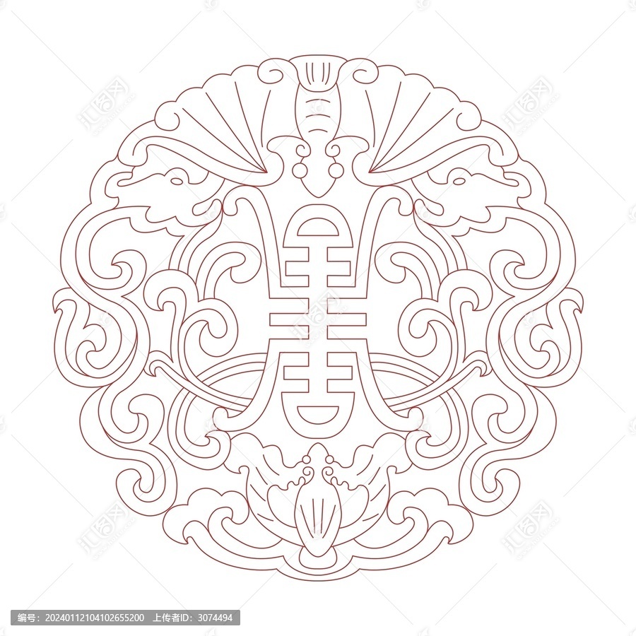 中國(guó)傳統(tǒng)紋飾福壽紋矢量圖