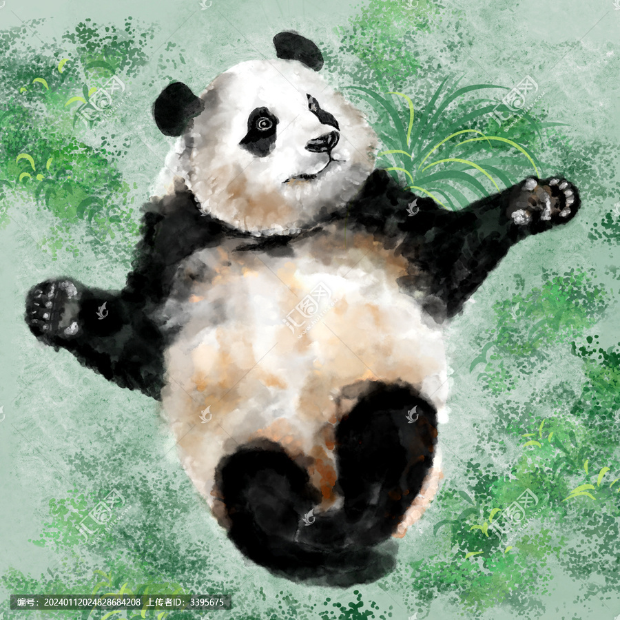 大熊貓可愛卡通手繪插畫素材