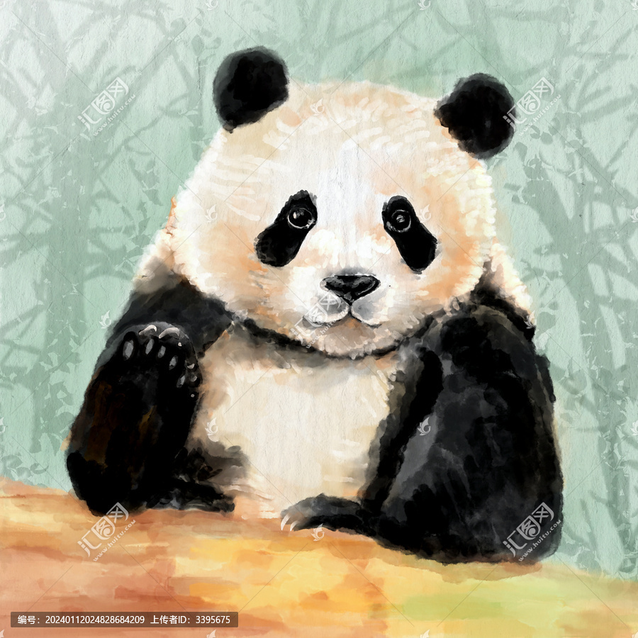 可愛(ài)卡通熊貓手繪水彩插畫(huà)