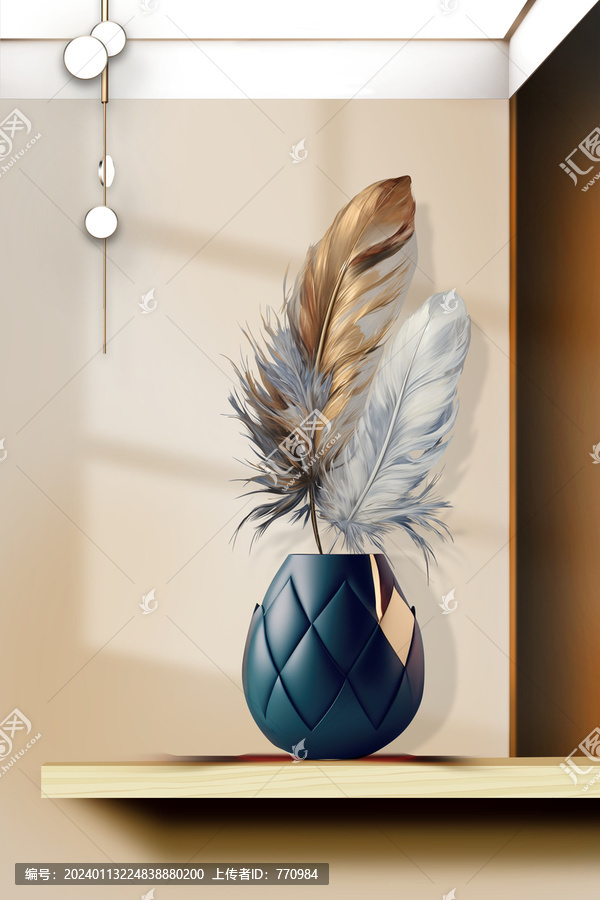 羽毛花瓶晶瓷玄關(guān)畫
