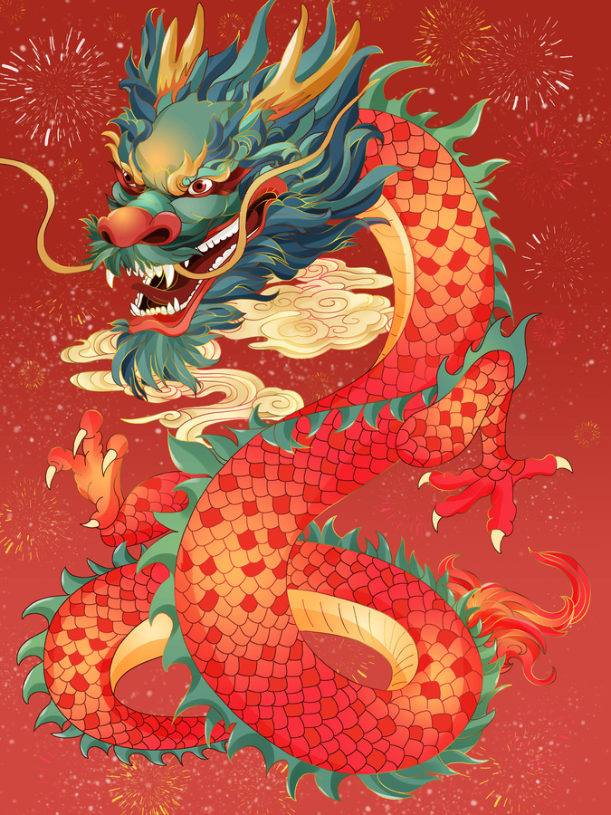 新年紅龍飛舞插畫(huà)