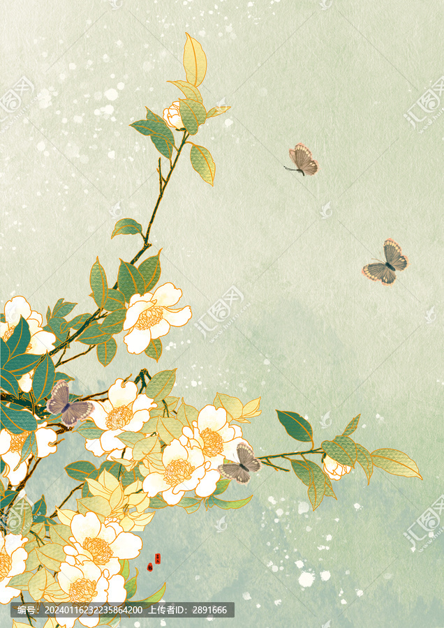 手繪山茶花