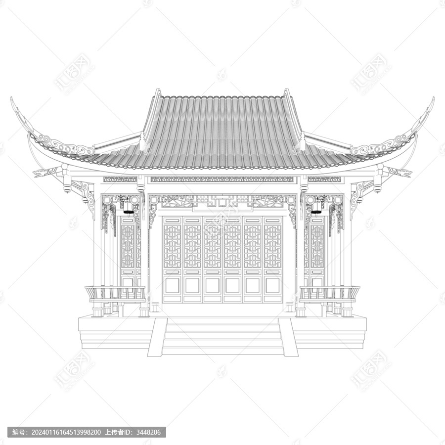 土地廟立面線稿