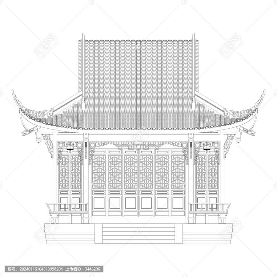 土地廟正立面線稿