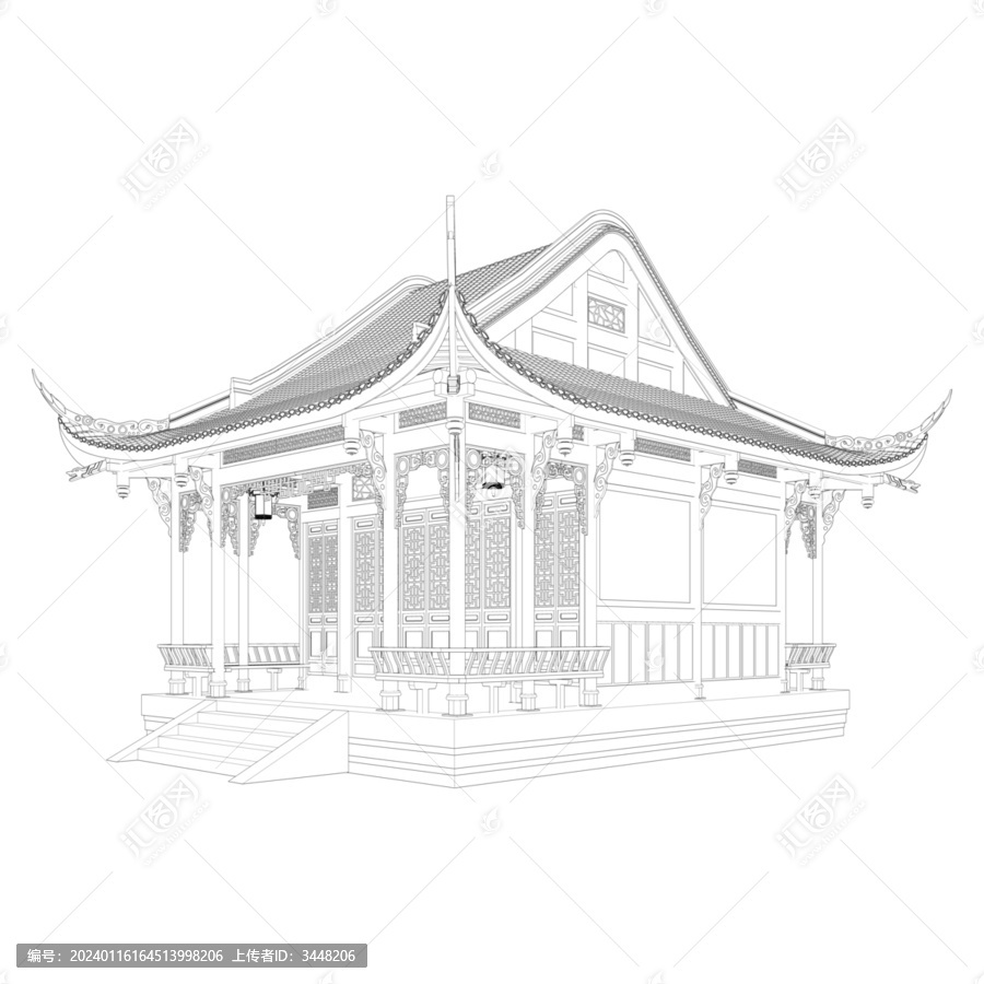 土地廟軸測線稿