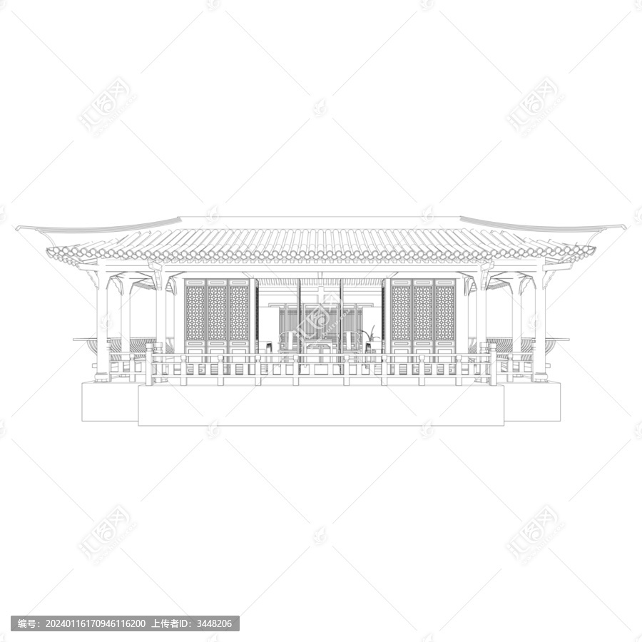 茶室立面線稿