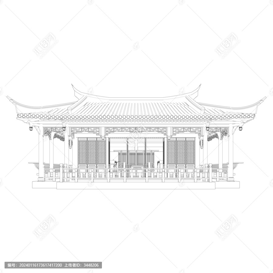 茶室立面線稿