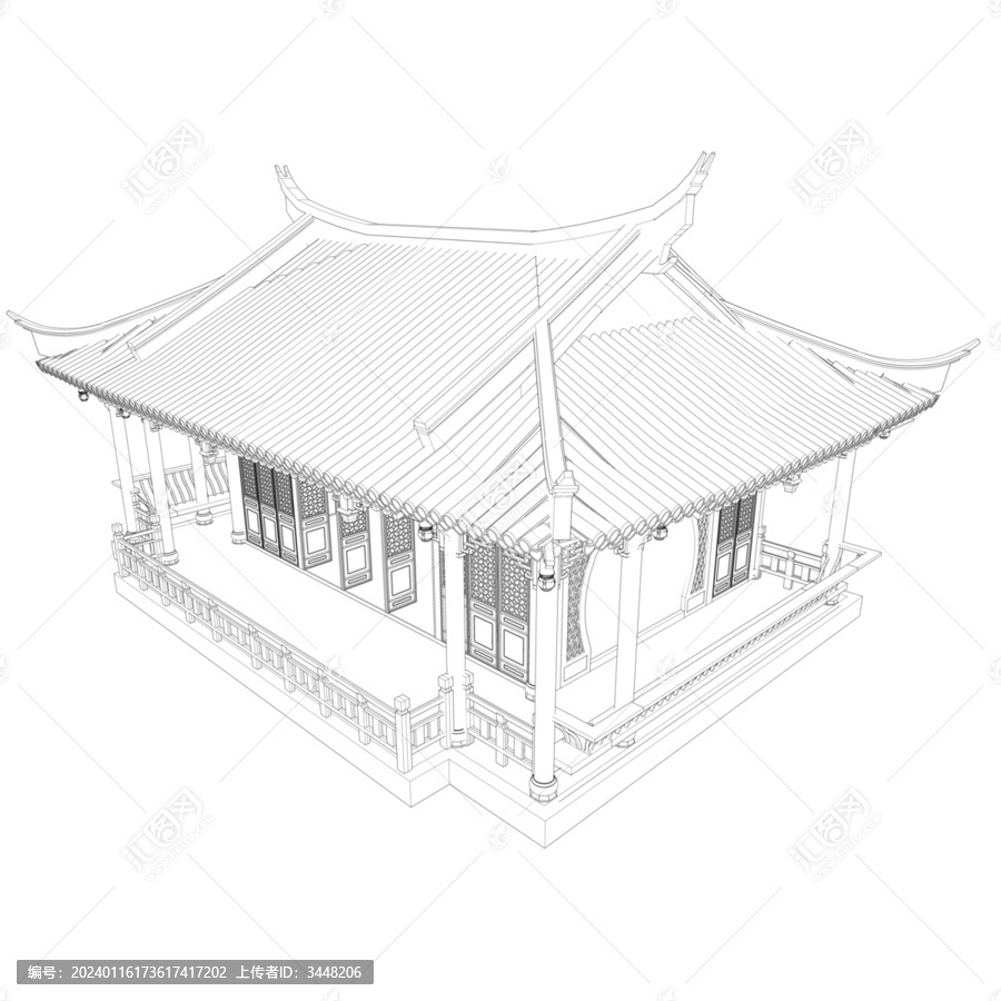 茶室鳥瞰線稿