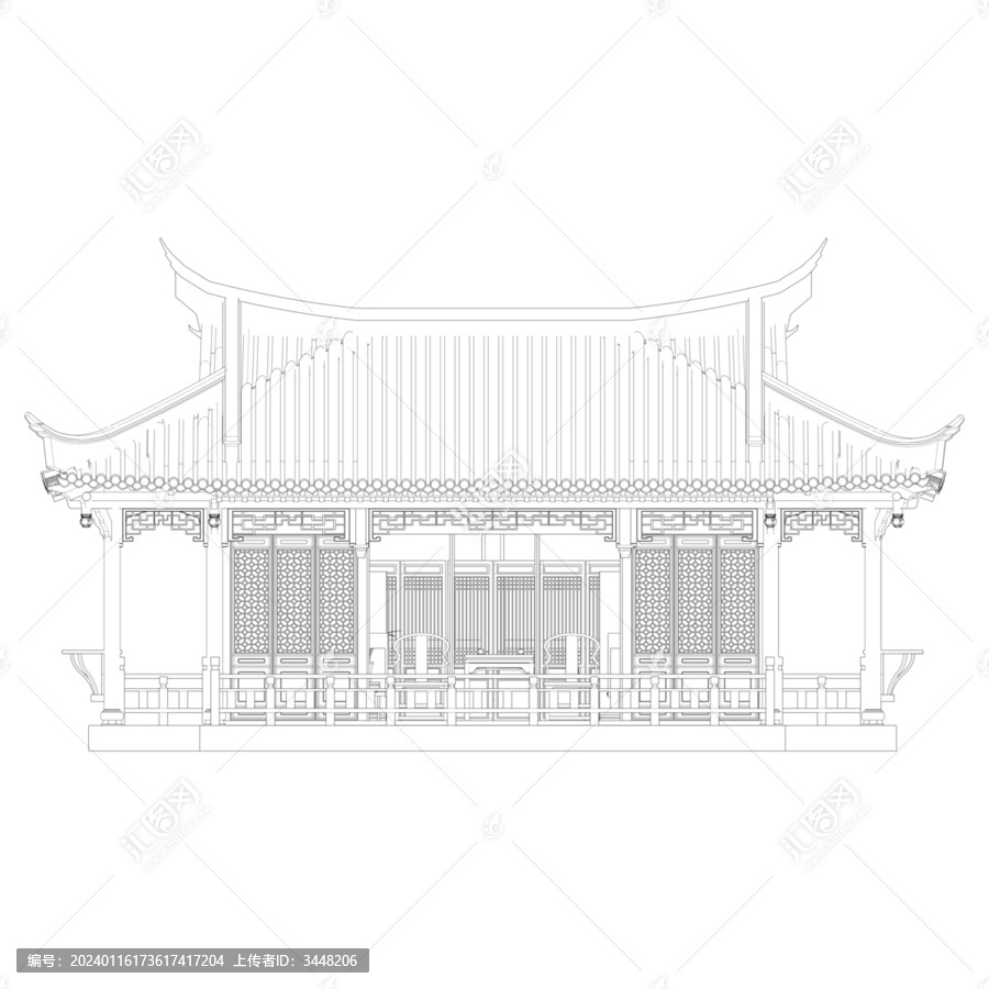 茶室正立面線(xiàn)稿