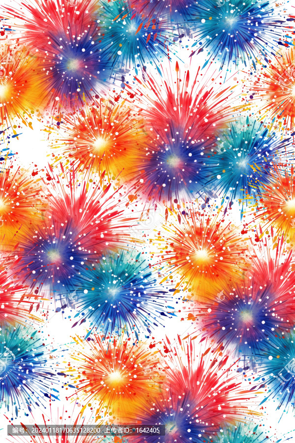 水彩煙花印花圖案