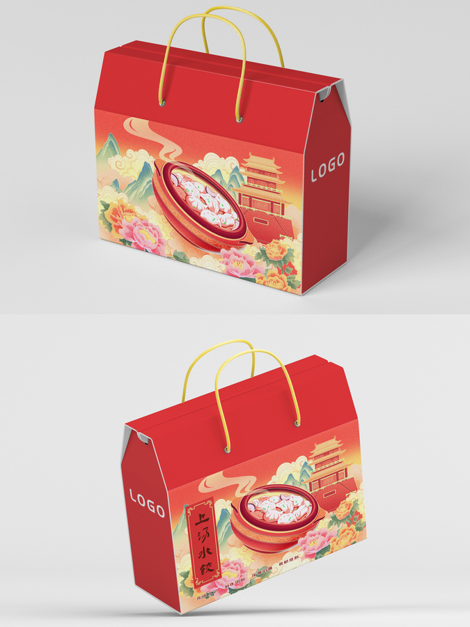 國潮風(fēng)餃子食品包裝插畫