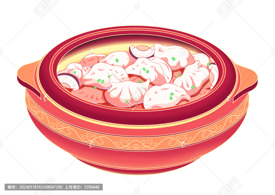 國潮風餃子食品元素