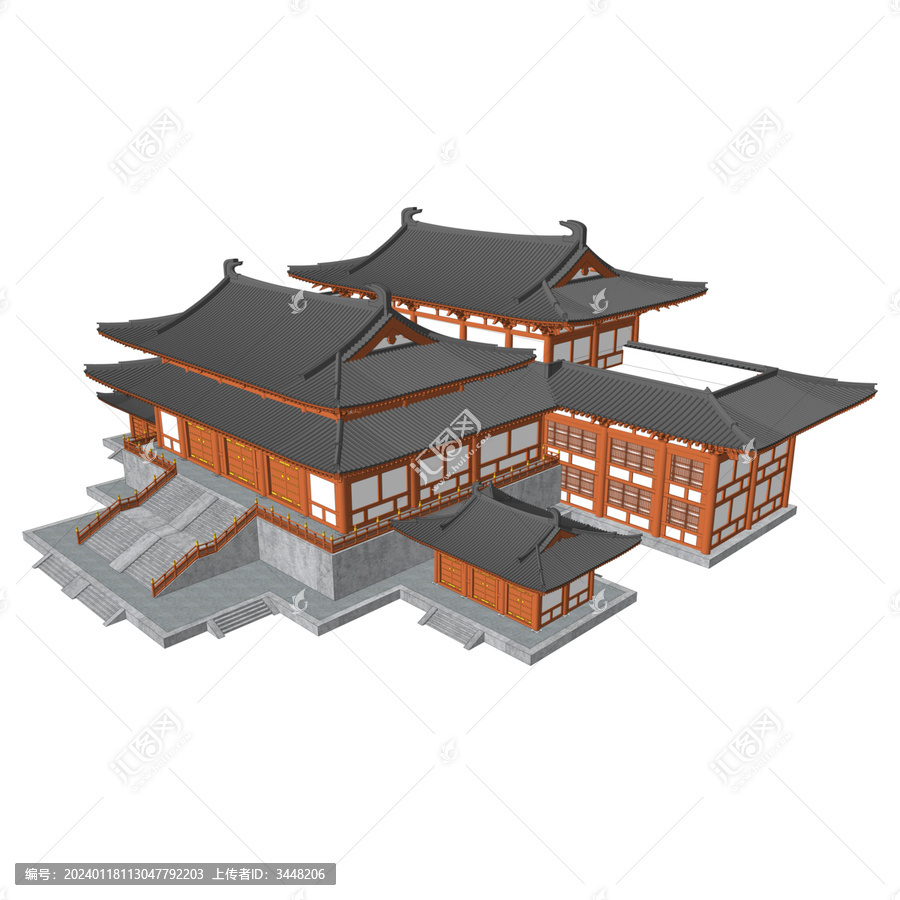 唐風建筑群鳥瞰效果
