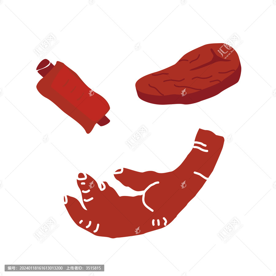 矢量插畫雞爪排骨肉片