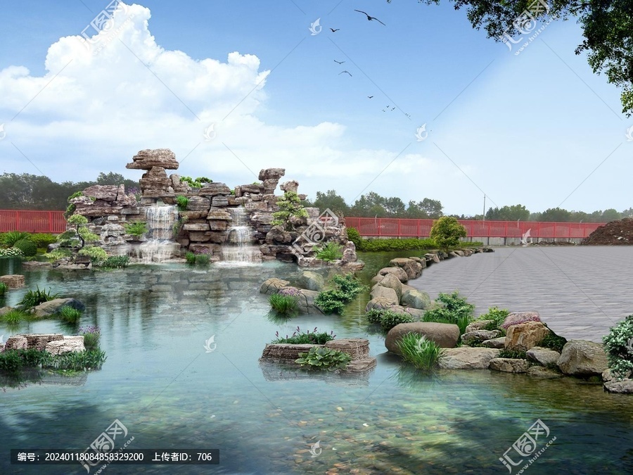 千層石假山流水景觀設計方案