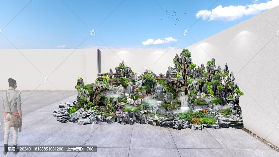 青龍石造景水景效果圖設(shè)計方案