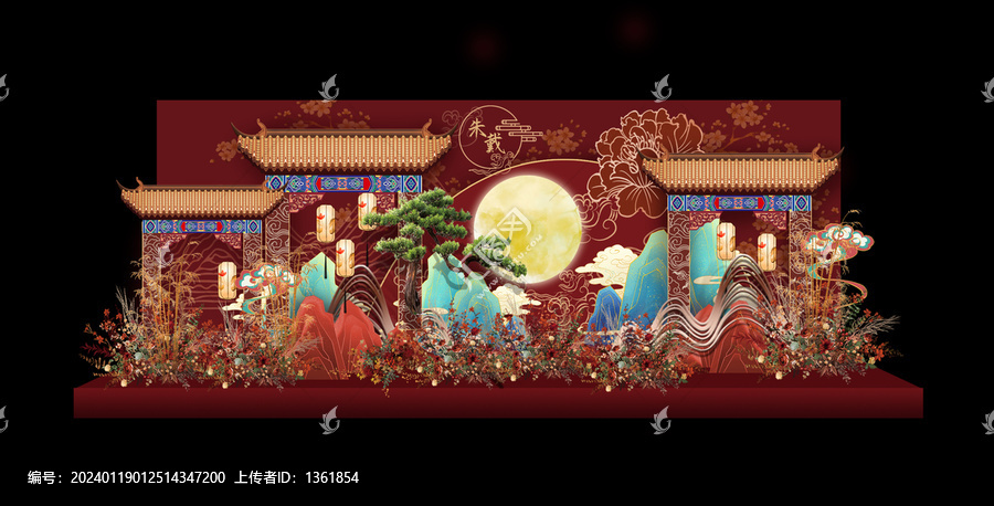 中式婚禮迎賓區(qū)效果圖