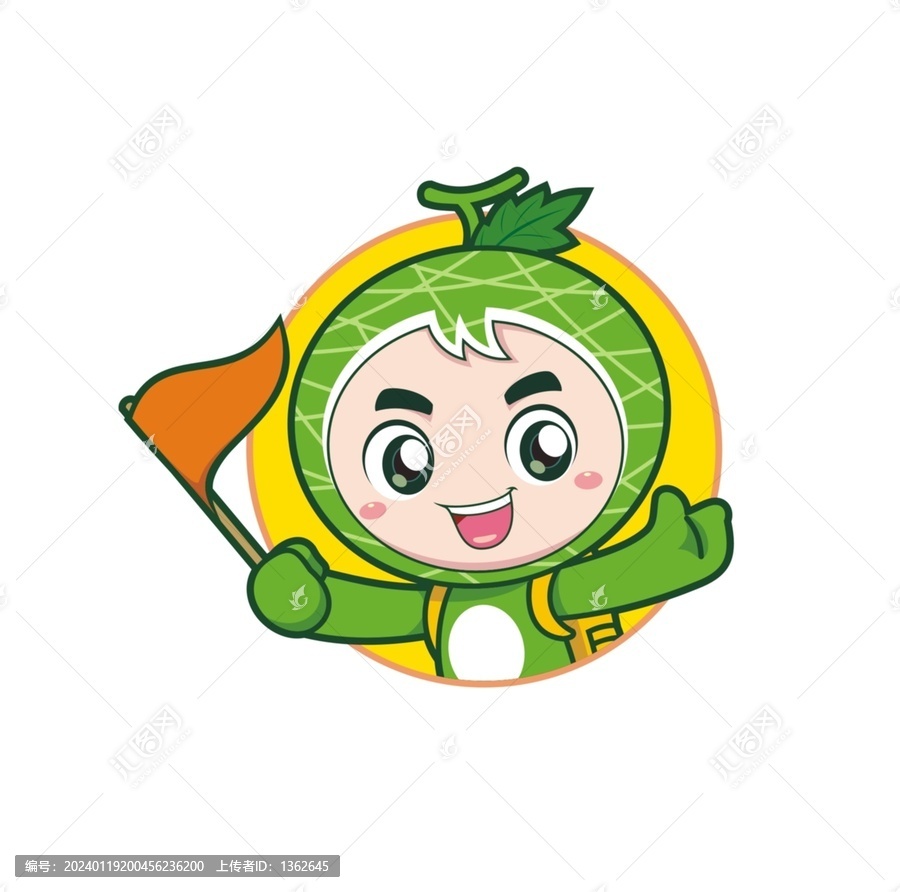 卡通可愛哈密瓜導游頭像矢量圖