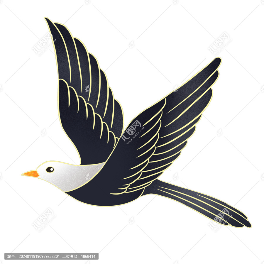 簡約燕子鳥手繪插畫