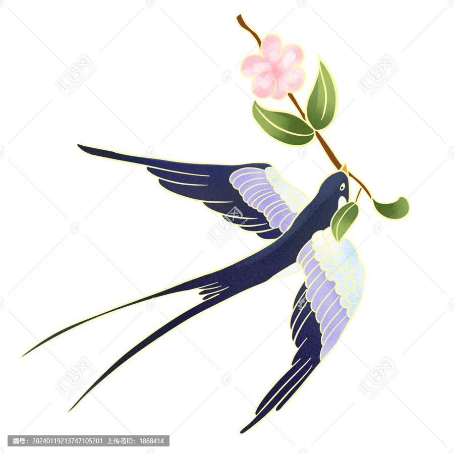 簡(jiǎn)約燕子鳥(niǎo)手繪插畫(huà)