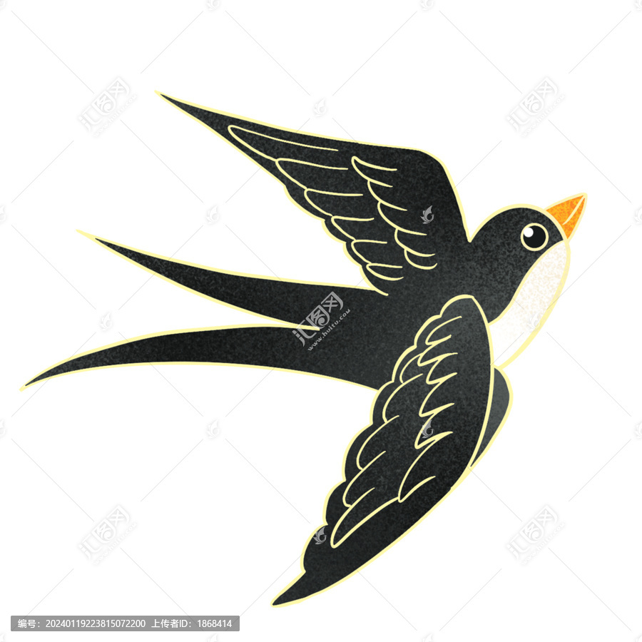 簡約燕子鳥手繪插畫