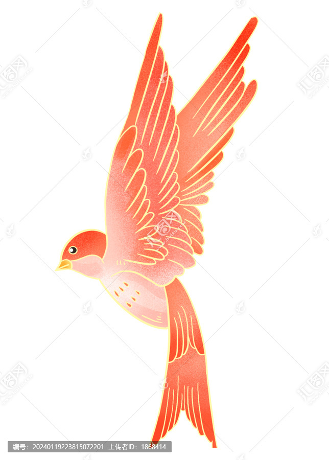 簡約燕子鳥手繪插畫