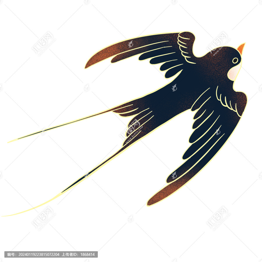 簡(jiǎn)約燕子鳥(niǎo)手繪插畫(huà)