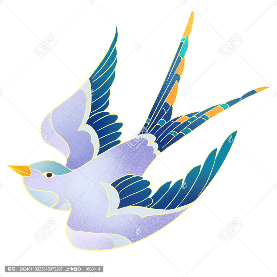 簡約燕子鳥手繪插畫