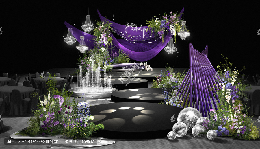 银紫色线帘婚礼