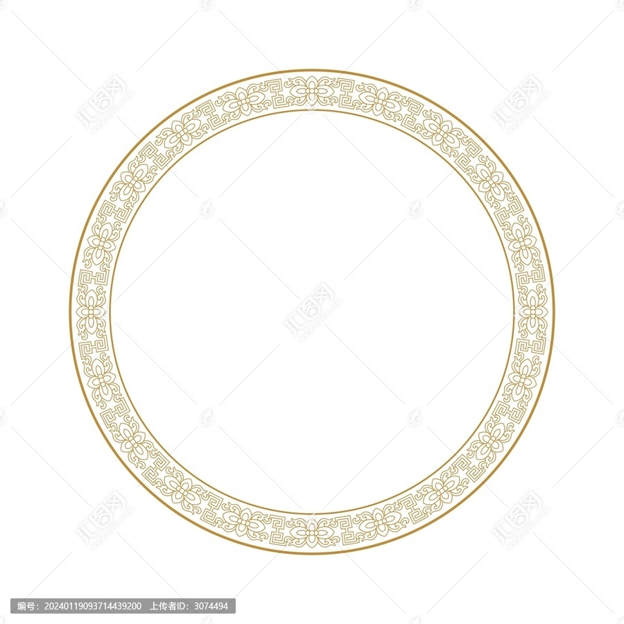 傳統(tǒng)裝飾花紋圓環(huán)邊框矢量圖