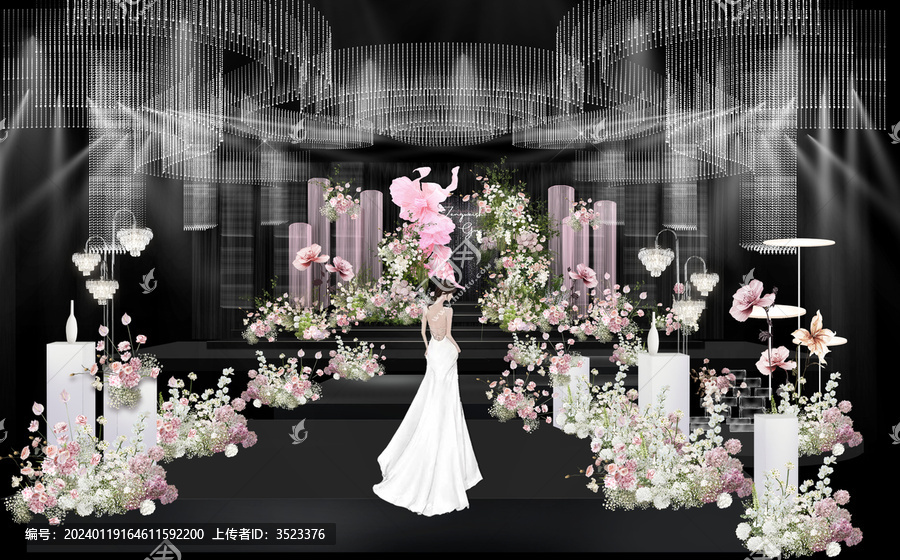 粉色韓式水晶婚禮效果圖