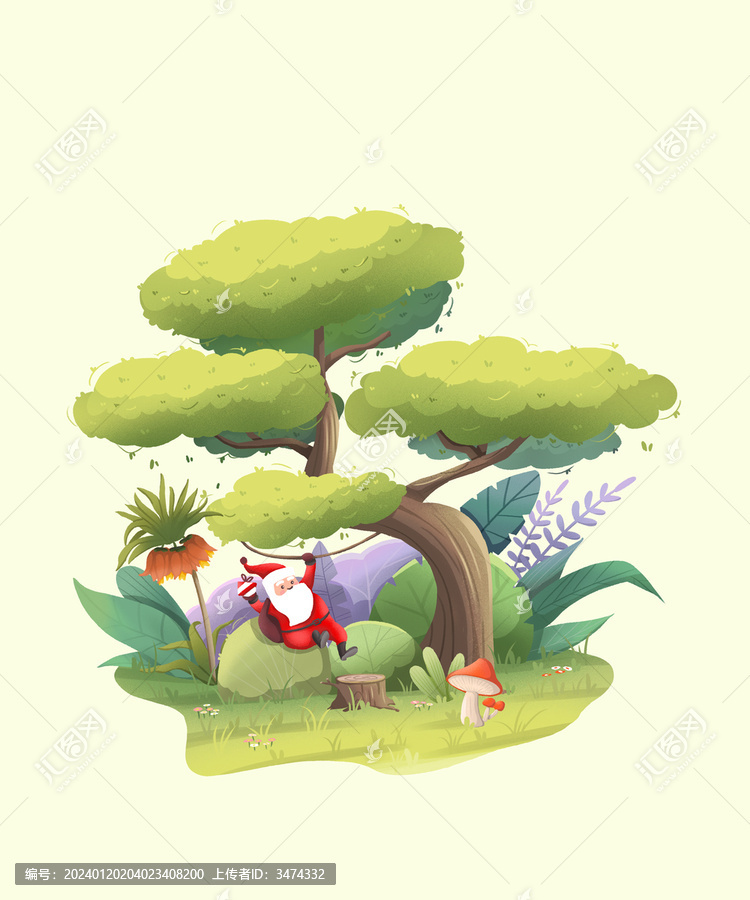 植物小場景插畫
