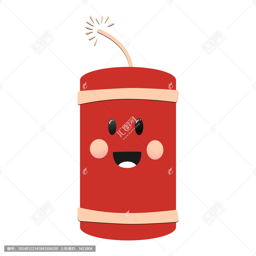 插畫(huà)可愛(ài)新年裝飾元素鞭炮擬人