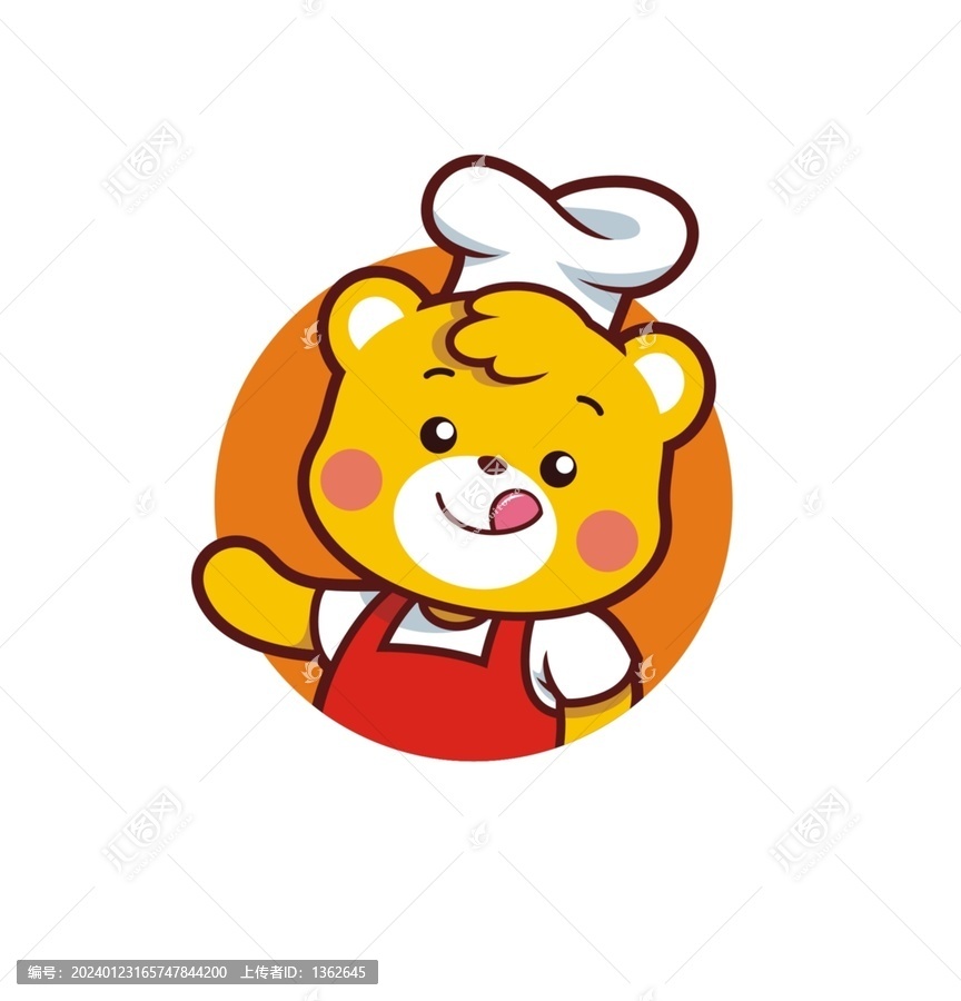 卡通可愛小熊廚師頭像矢量圖