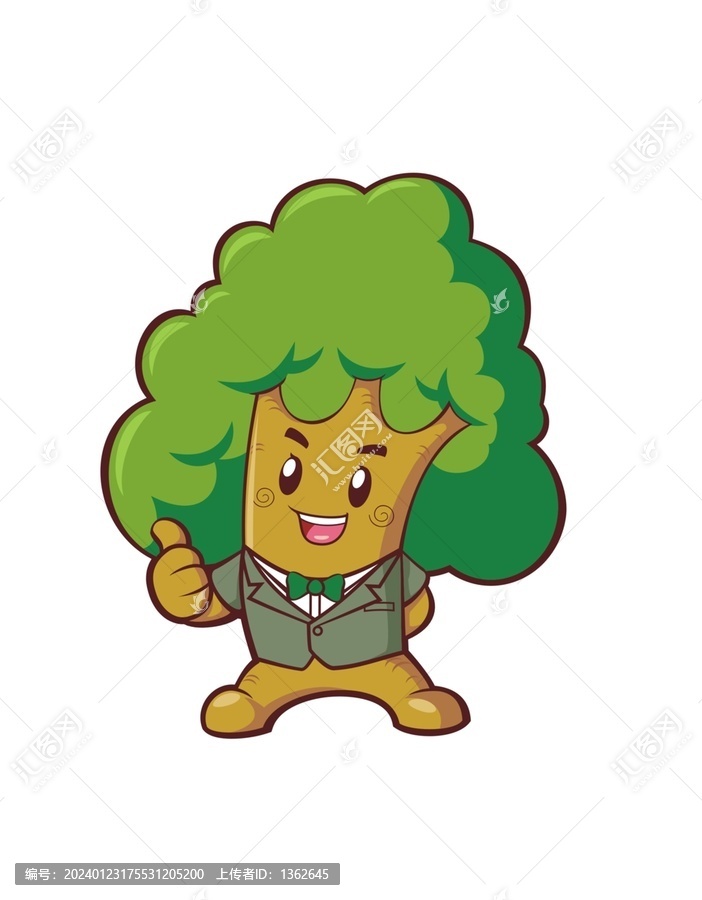 卡通可愛大樹矢量圖