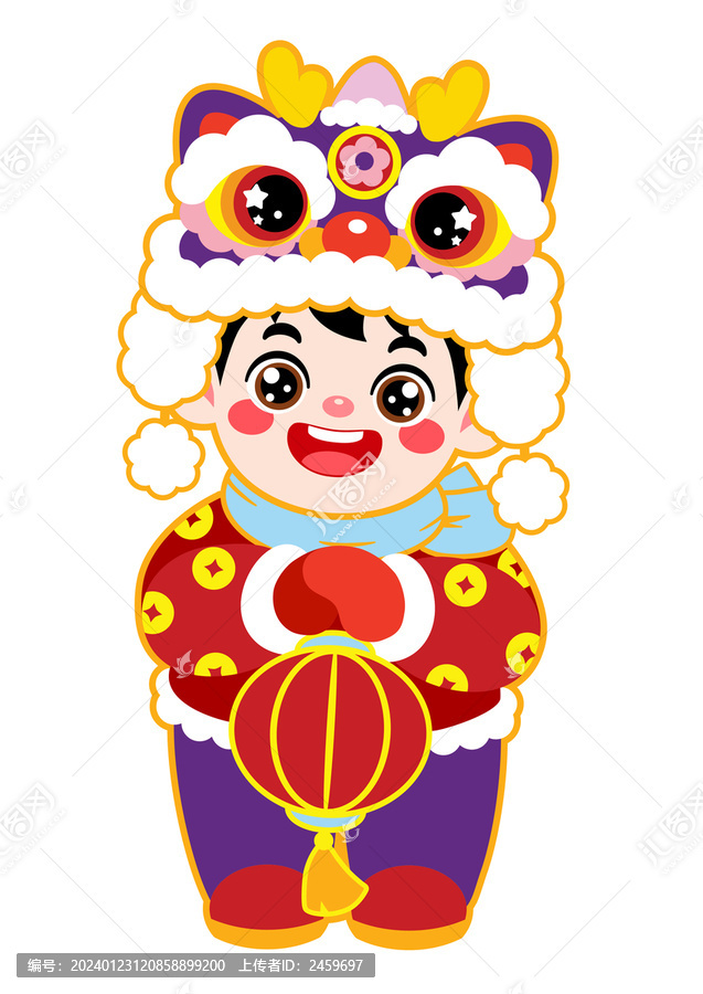 新年春節(jié)拜年福娃男孩矢量插畫