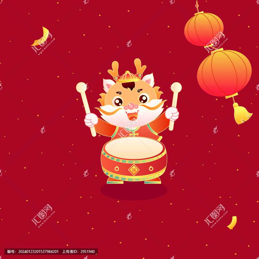 2024年龍年新春卡通龍插畫