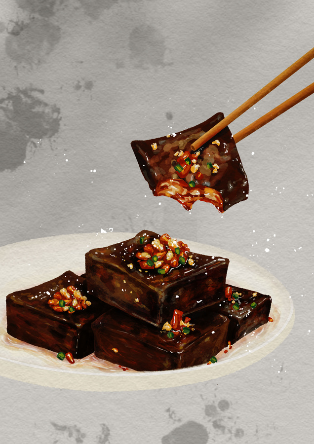 臭豆腐有背景插畫