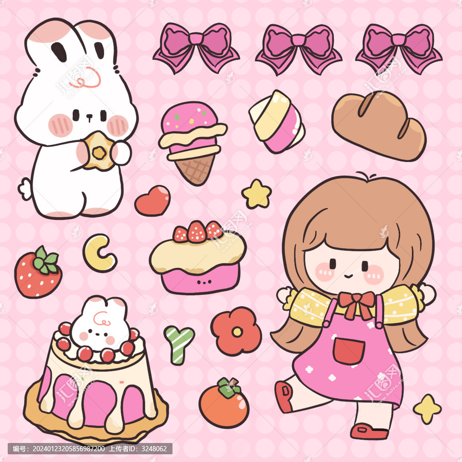 小女孩甜品貼紙
