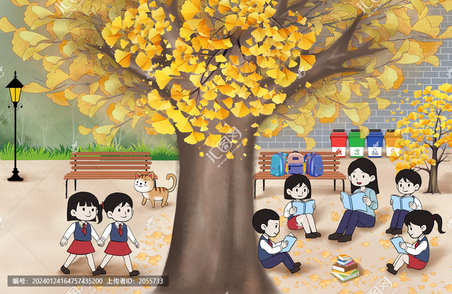 卡通校園讀書