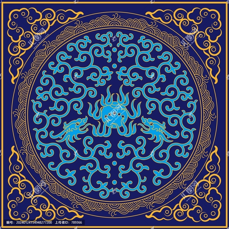 描金纏枝龍紋