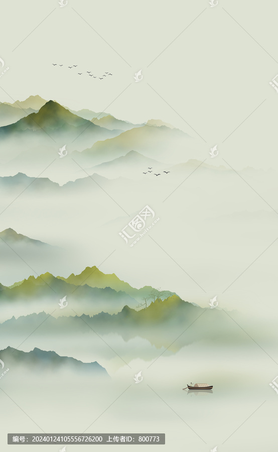 青綠極簡山水