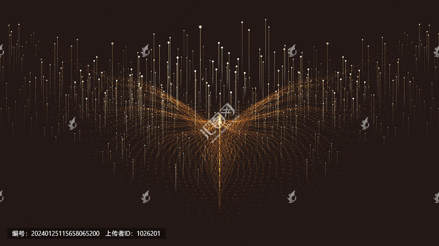 金色粒子飛翔翅膀與射線