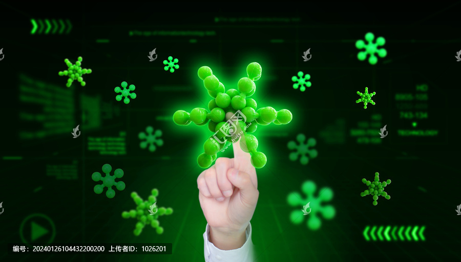 手指點(diǎn)觸分子結(jié)構(gòu)醫(yī)療健康概念