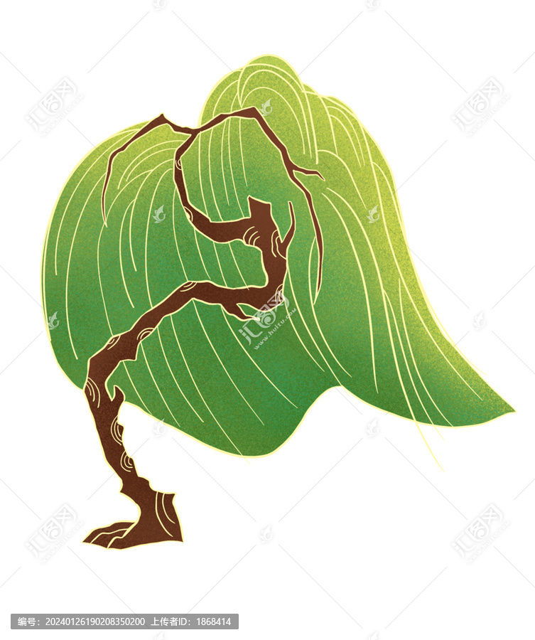中式國(guó)風(fēng)柳樹插畫