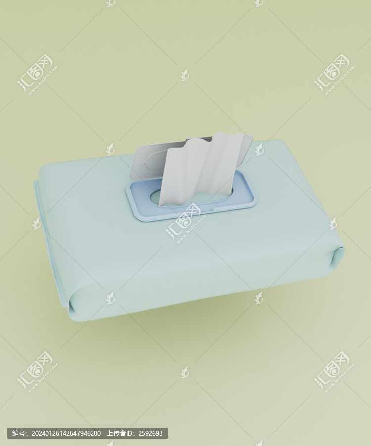 c4d濕紙巾包裝盒子藍(lán)色