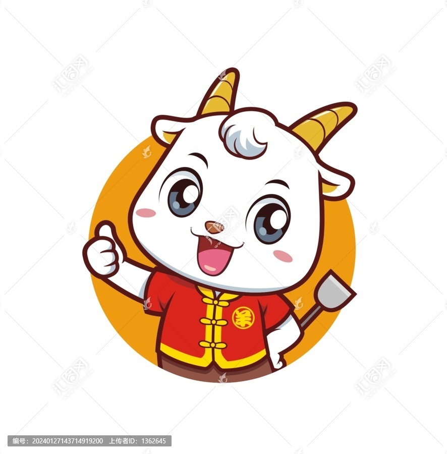卡通可愛小羊廚師頭像矢量圖